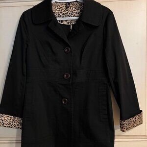 Ambitions Leopard Trimmed Trench Coat